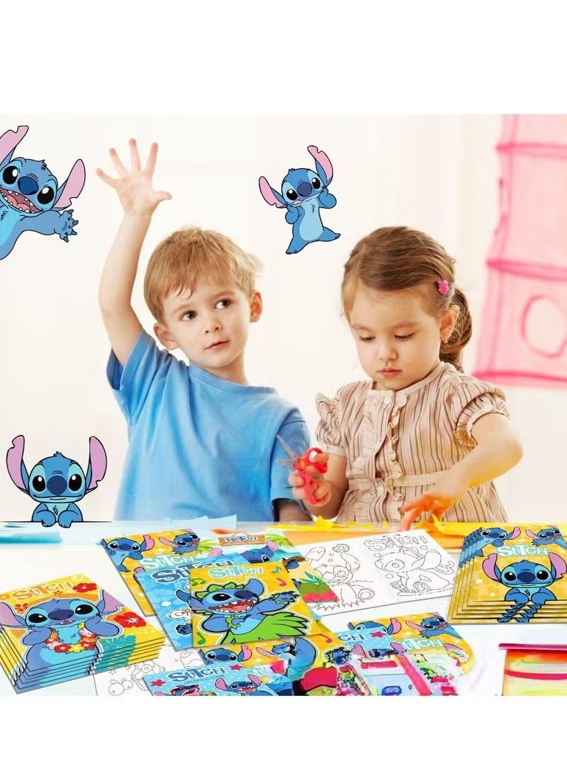 عام مجموعة كتب تلوين ستيتش أنمي مكونة من 12 قطعة - مجموعة أدوات فنية إبداعية للرسم الكرتوني، نشاط حفلات نابض بالحياة للأطفال والكبار - Image 5